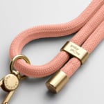 Розовый шнурок для телефона на шею с золотой фурнитурой -  изображение 2
